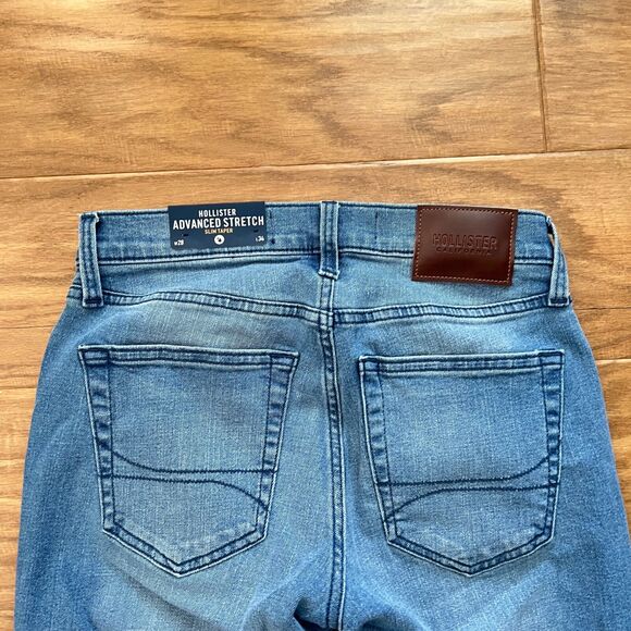 NWT Hollister Jeans Men's Size 28x34 Slim Taper Advanced Stretch Medium Wash - Picture 3 of 11
